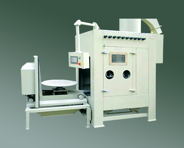 石英坩堝專(zhuān)用噴砂機(jī)，電動(dòng)轉(zhuǎn)臺(tái)自動(dòng)噴砂機(jī)